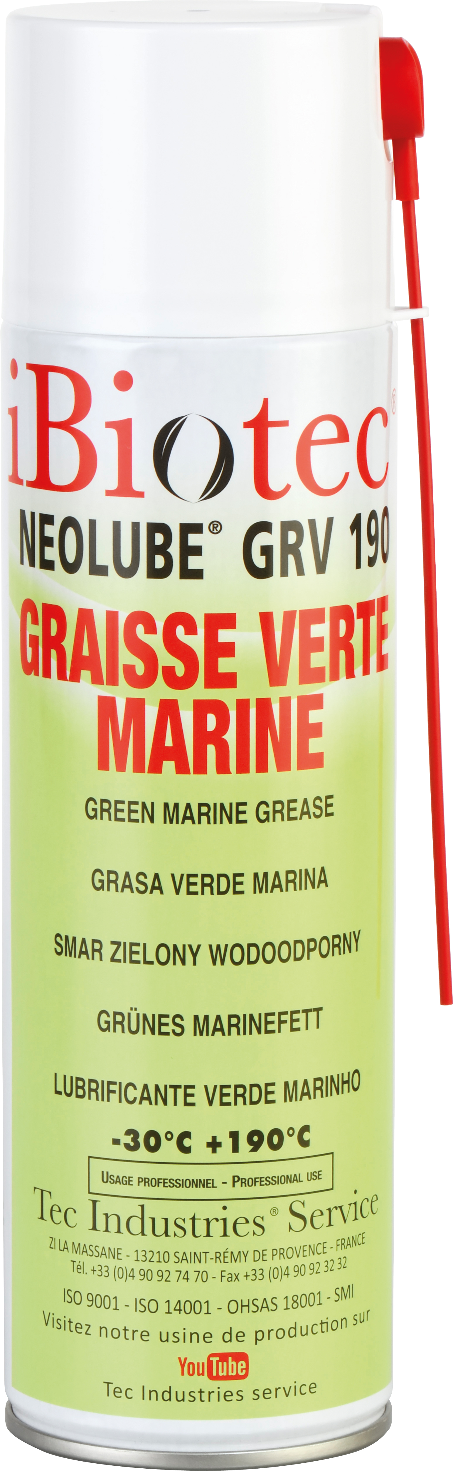 GROEN MARIEN VET SUPER TECH. Extreme druk Anti-slijtage Anti-corrosie. Sterk hechtend, bestand tegen centrifugatie, ook aan zeer hoge snelheid. SMERING ONDER WATER. Conform de specificaties STM 7420 B – GAI, MAN 2232/79     MIL G 24139     NATO G 460. Volledig bestand tegen zoutwaterspatten. Bestand tegen schuifkrachteffecten, trillingen en herhaalde schokken. Niet ontvlambaar Omkeerbaar. groen marien vet voor smering onder water of zeewaterspatten. extreme druk. anti-slijtage. hechtend. groen marien vet, marien vet, lithiumvet, multifunctioneel lithiumvet, multifunctioneel vet, spuitbus vet, multifunctionele spray, multifunctioneel vet in spuitbus, vet hoge snelheid, technisch vet, industrieel vet, hechtend vet, speciaal marien vet. leverancier technische vetten. leveranciers industriële vetten. leveranciers industriële smeermiddelen. fabrikanten technische vetten. fabrikanten industriële vetten. fabrikanten industriële smeermiddelen. Marien vet spuitbus. Marien vet patroon. Spuitbussen voor techniek. Spuitbussen voor onderhoud. Leveranciers van spuitbussen. Fabrikanten van spuitbussen. Marien vet NATO G 460. Marien vet GAI vet voor koppelingen onder water. Industrieel onderhoudsproduct